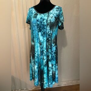 Vtg Y2K Burnout Velvet Midi Dress teal blue  Sami + Jo Fairy Whimsigoth 1X